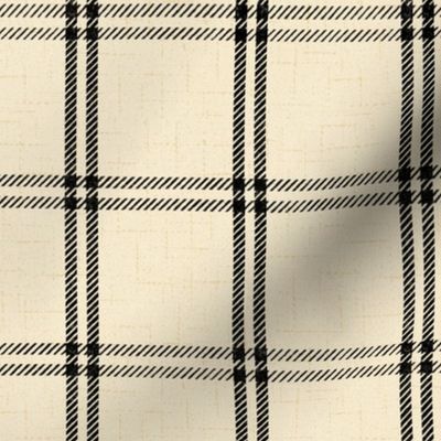 Windowpane Plaid - 12" large - black and cream 