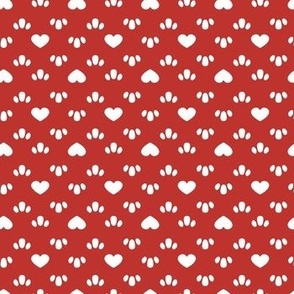 Vintage Cottagecore Hearts + Scallops in Barn Red + White