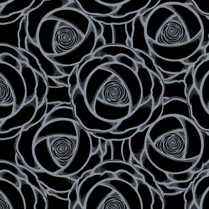 Two Tone Black And Silver  Roses