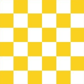 1 Inch Squares: Checkerboard Pattern in Yellow and White College Football Team Colors