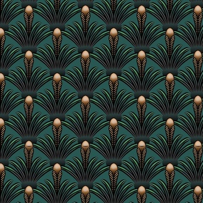 Art Deco Plants - Bright Colors on Teal