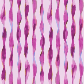 Magenta Watercolor Vertical Ribbon Stripes LARGE