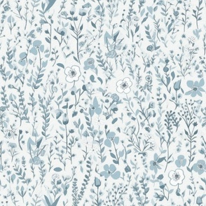 Mid-Century Petals: Cottage Floral Bliss in Small Blue