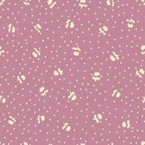 Vintage Ditsy Outline Floral in Cream + Dusty Rose Mauve