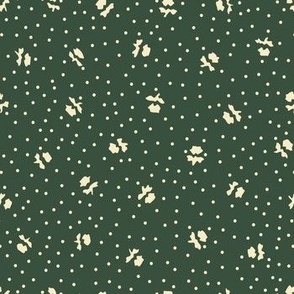 Vintage Ditsy Outline Floral in Cream + Farmhouse Green