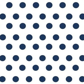 Blue polka dots on white