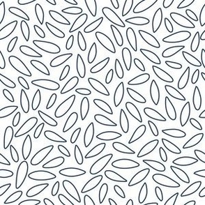 Graphic leaves, blue on white - small scale.