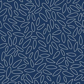 Graphic leaves, white on blue - small scale.