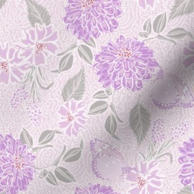 Spring Girly Butterfly Flower Garden - Lavender Purple