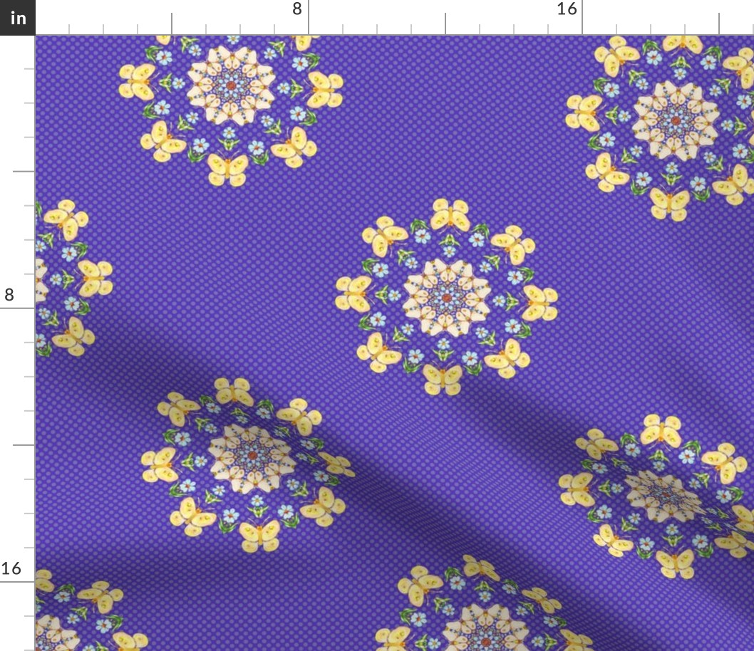 Kaleidoscope Butterflies and Blooms on Purple