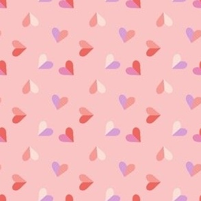 Mini Hearts pinks on pink background