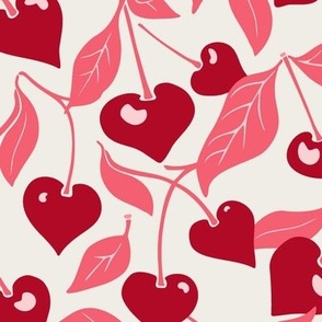 Cherry Hearts Fabric, Wallpaper and Home Decor