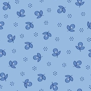 Vintage Ditsy Round Floral in Tonal Blue