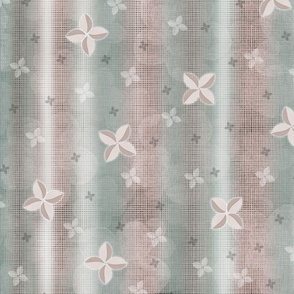 Floral Cut Out - Fabric Texture - Stripes -  with Grungy  Quatrefoil - Winter