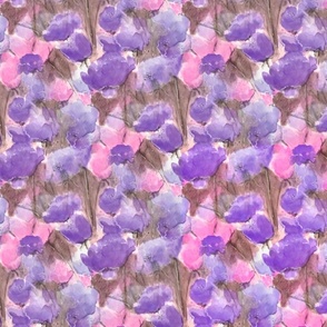 Watercolor Field of Purple and Pink Flowers Pattern