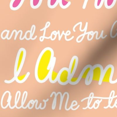 Ardently Admire Love Quote by Jane Austen Pride _ Prejudice - Hand lettered - Peach Color Background