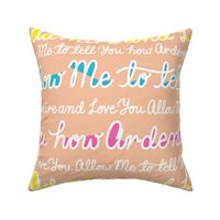 Ardently Admire Love Quote by Jane Austen Pride _ Prejudice - Hand lettered - Peach Color Background