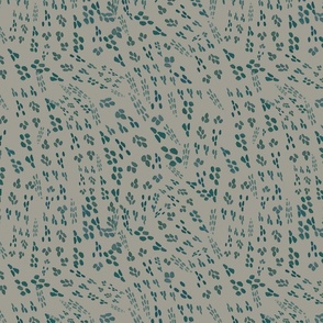 Blue Green Painted Mark Shapes On A Taupe-Green Ground Medium Size