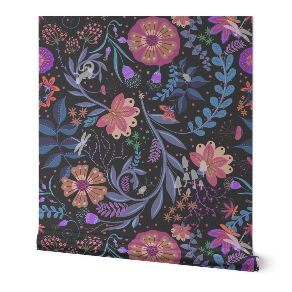 Forest Biome Peach, Purple, Blue and Teal Floral