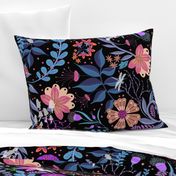 Forest Biome Peach, Purple, Blue and Teal Floral