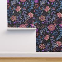 Forest Biome Peach, Purple, Blue and Teal Floral