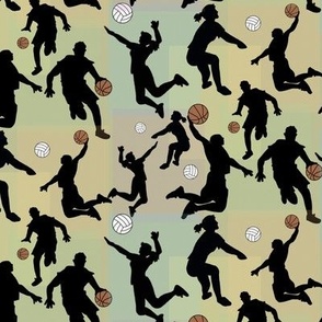 Silhouette Players - Basketball & Volleyball - Pastel pallet