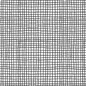 486 - Mini small scale simple modern checker pattern in black and white, with textured irregular lines - for apparel, wallpaper, duvet covers and table linen.