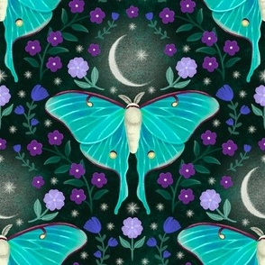 Luna Moth Garden — Whimsigothic Moth with flowers