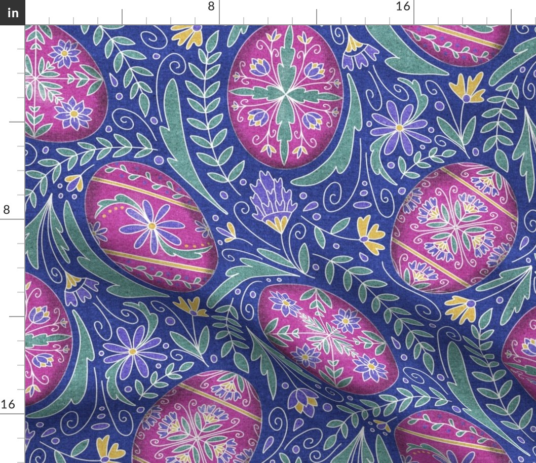 Large Pysanky Maximalist Floral - Magenta and Purple