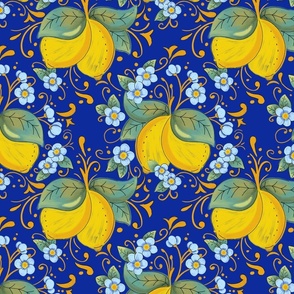 Italian style lemons on blue - large scale