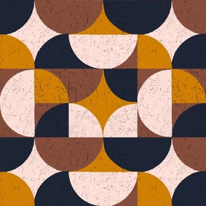 Retro Geometric Fusion: Mid-Century Modern Pattern - Contemporary Fabric Design