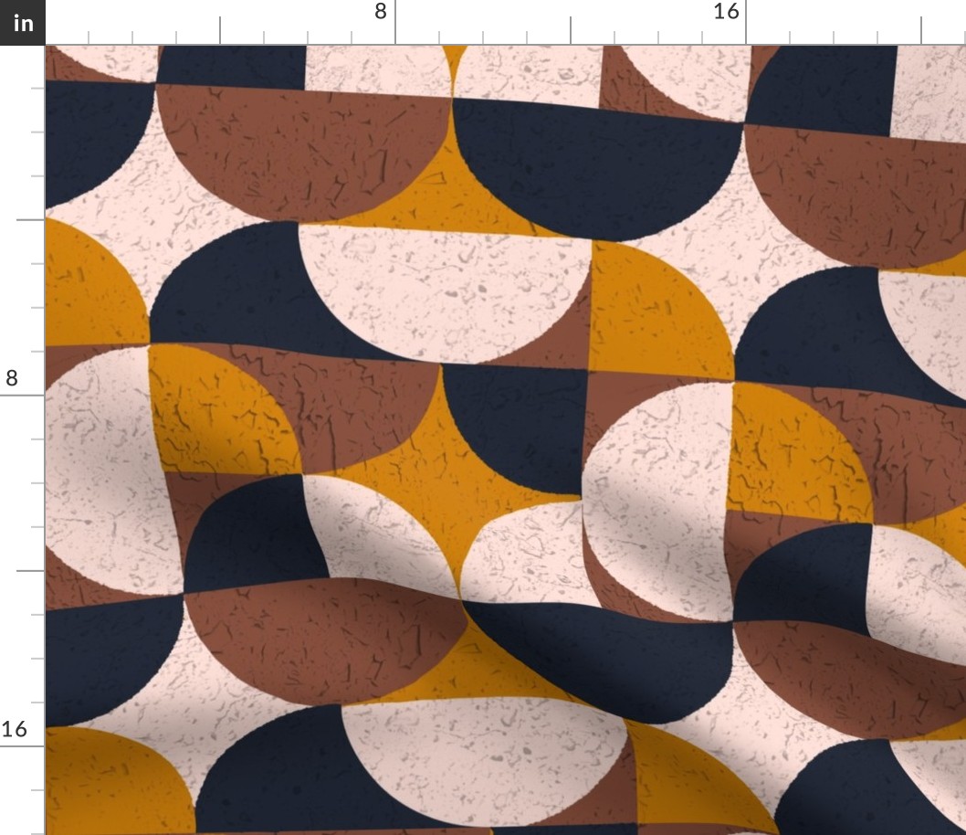 Retro Geometric Fusion: Mid-Century Modern Pattern - Contemporary Fabric Design