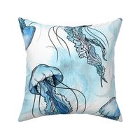 Watercolor blue jellyfish
