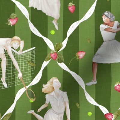 Wimbledon Tennis Players and Strawberries Vintage