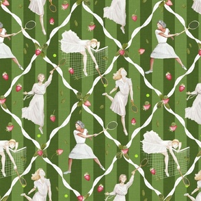 Wimbledon Tennis Players and Strawberries Vintage