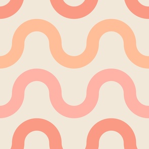 Geometric-regular-fuzz-peach-waves-on-pristine-beige-XL-jumbo