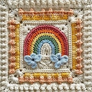 Colorful Crochet Rainbow & Clouds