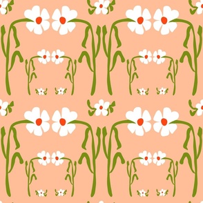 Peach Whismy White Florals