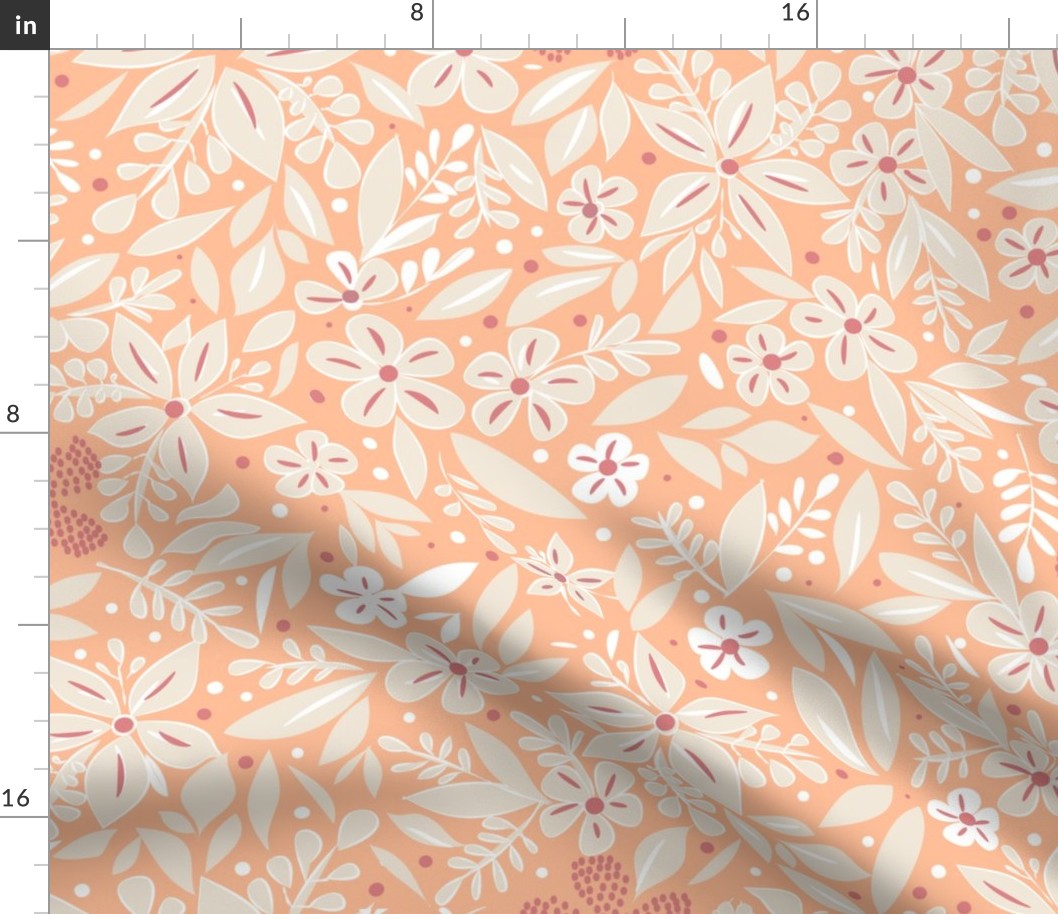 Pantone 2024 floral pattern Peach Fuzz