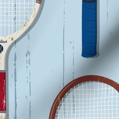 XL Vintage Tennis Rackets light blue