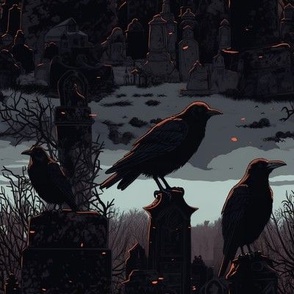 crows in cemetery 