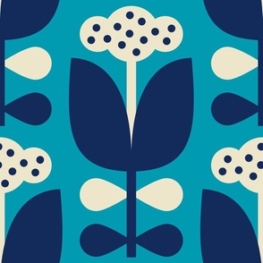 3065 C Extra large - retro cotton flowers