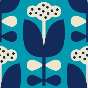 3065 C Large - retro cotton flowers