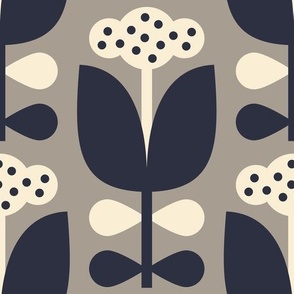 3065 E Large - retro cotton flowers