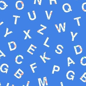 ABC Alphabet Cute Multicolored Confetti Kids Letters on Blue