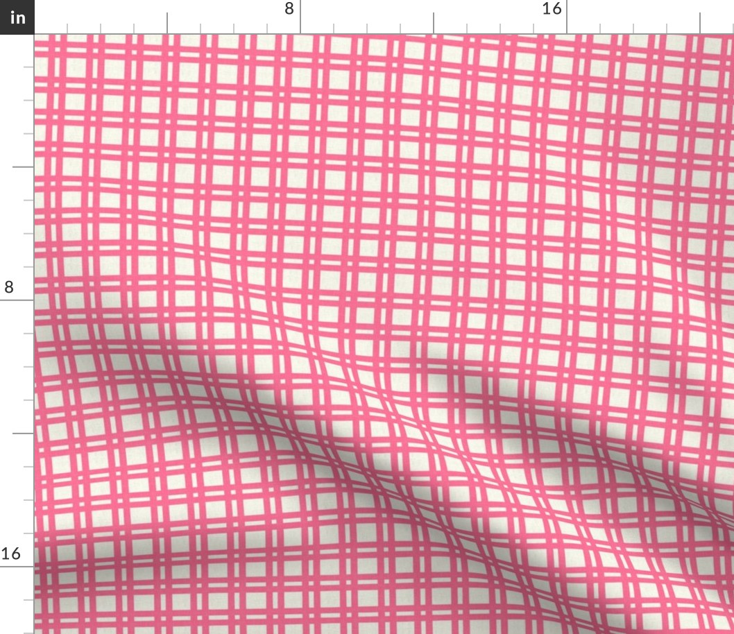 Companion pattern. Pink gingham on a cream background