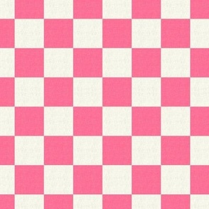 Companion pattern. Pink checkerboard on a beige background