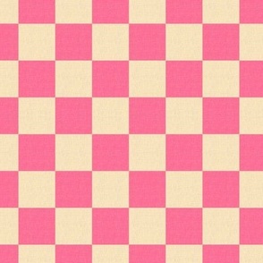 Companion pattern. Pink checkerboard on a yellow background 