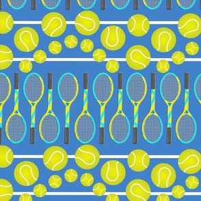 (XL) Tennis stripe blue yellow racquets tennis balls extra large 24 inch