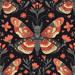 Valentines day death moth flower red and black gothic style